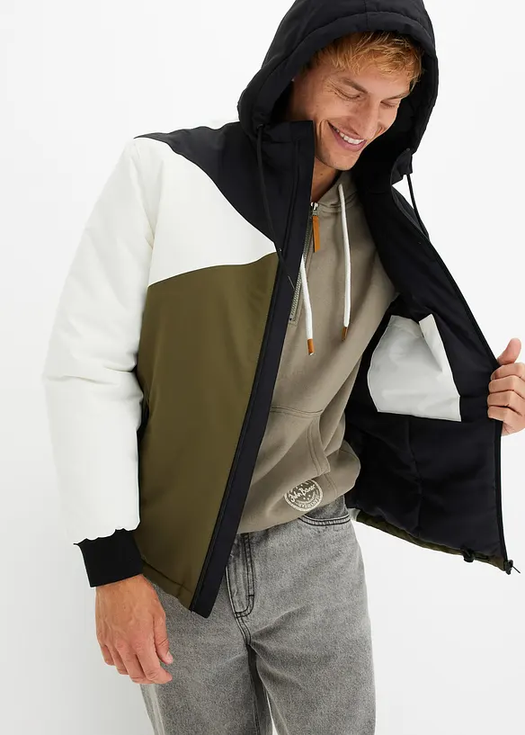 Giacca invernale con cappuccio in color blocking, bonprix