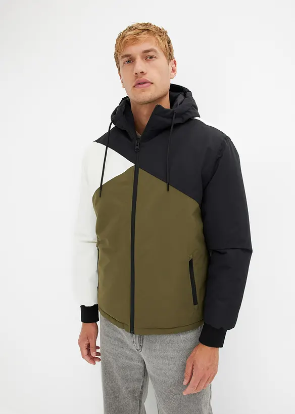 Giacca invernale con cappuccio in color blocking, bonprix