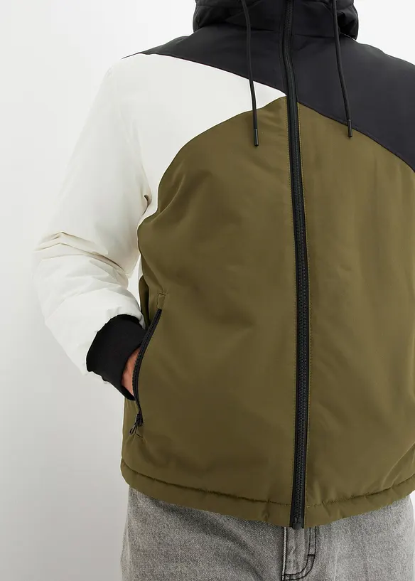 Giacca invernale con cappuccio in color blocking, bonprix