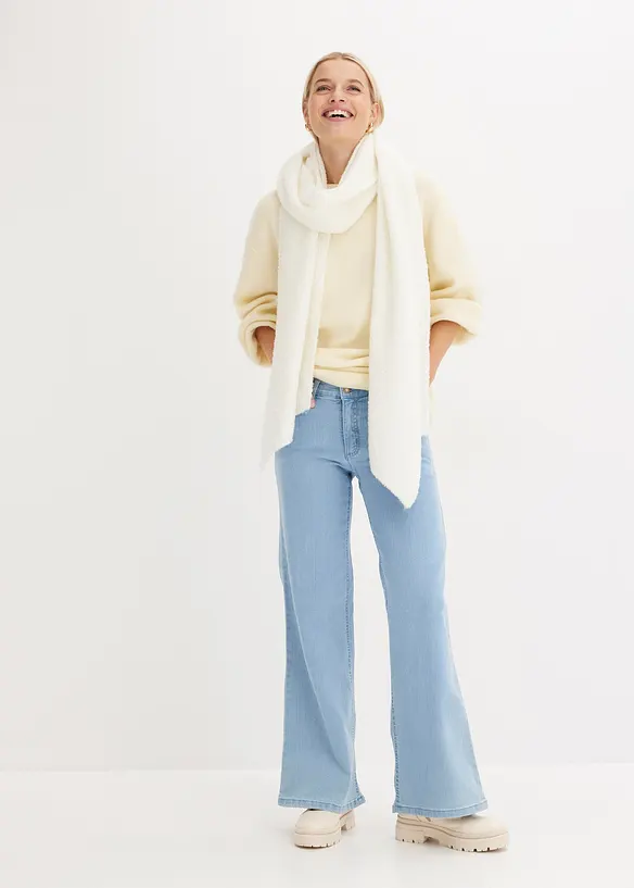 Jeans wide leg elasticizzati, vita media, bonprix