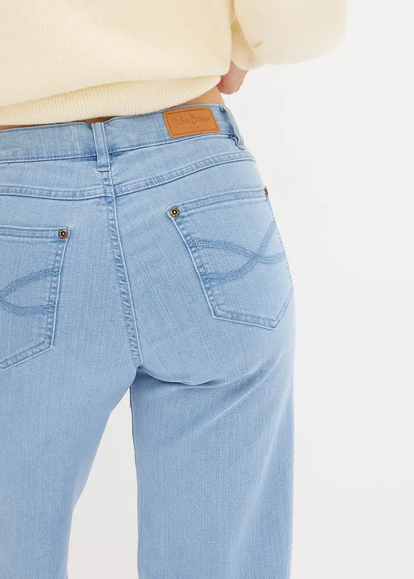 Jeans wide leg elasticizzati, vita media, bonprix