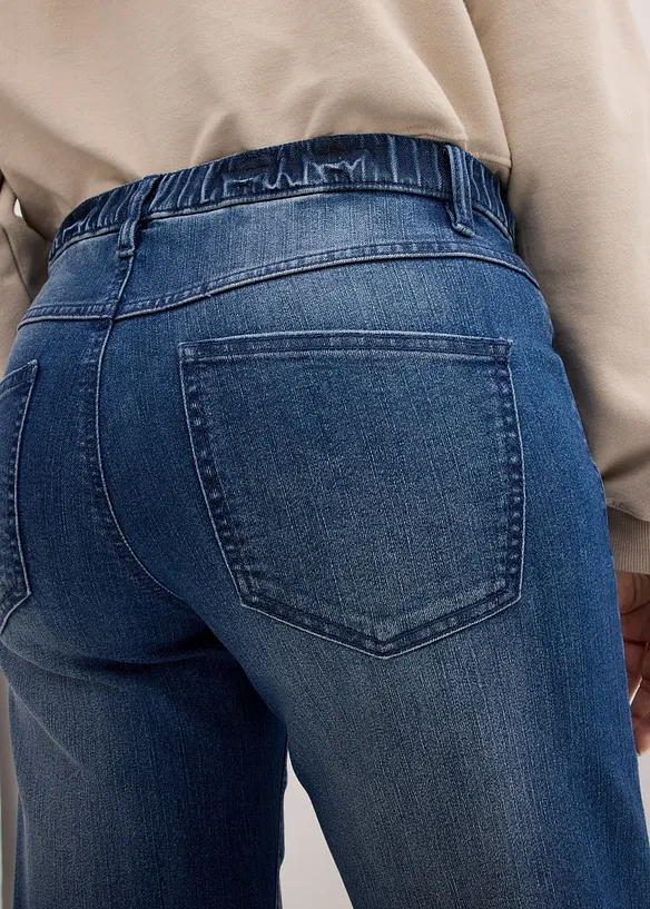 Jeans wide leg con cinta comoda, vita alta, bonprix