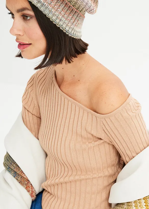 Maglia monospalla a coste, bonprix