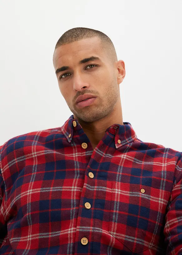 Camicia a maniche lunghe in flanella con fodera calda e cotone, bonprix