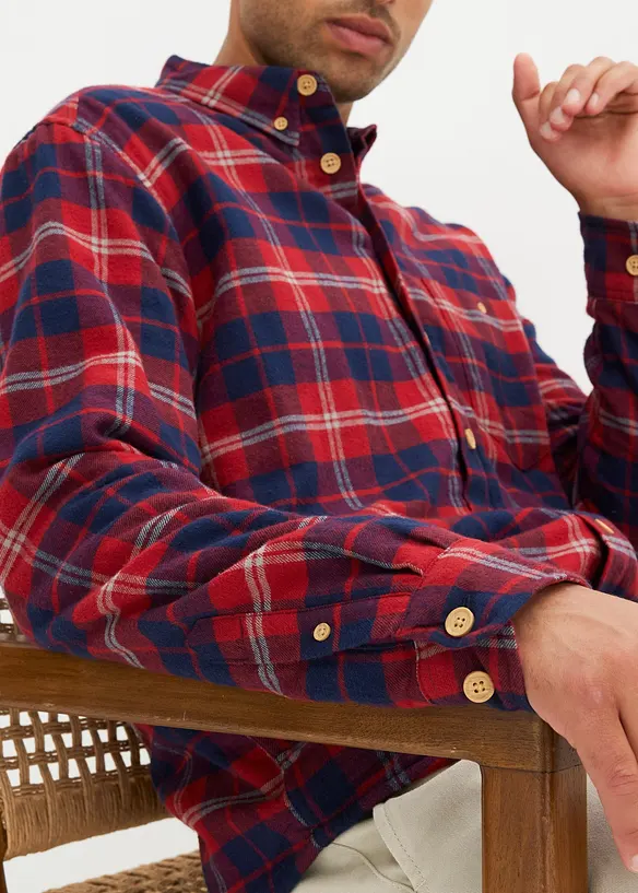 Camicia a maniche lunghe in flanella con fodera calda e cotone, bonprix