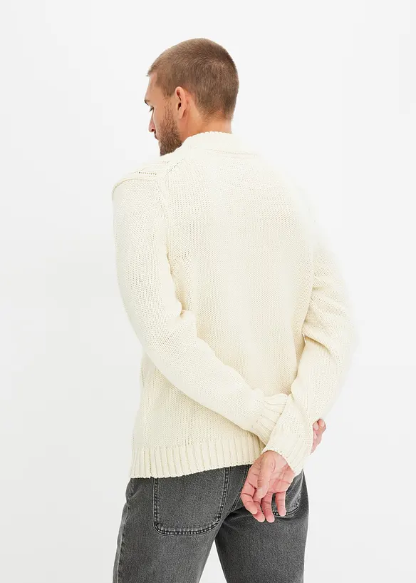 Maglione a trecce con zip, bonprix