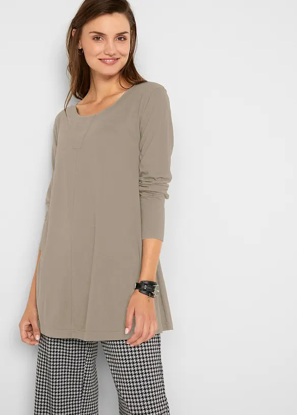 Maglia a maniche lunghe in misto cotone e viscosa, bonprix