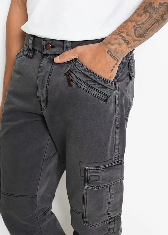 Pantaloni cargo in puro cotone relaxed fit, straight, bonprix