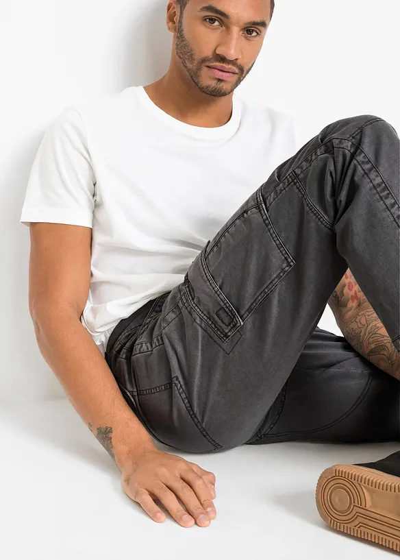 Pantaloni cargo in puro cotone relaxed fit, straight, bonprix