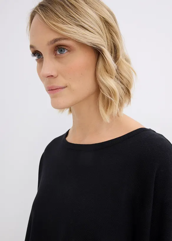 Maglione poncho in filato fine, bonprix