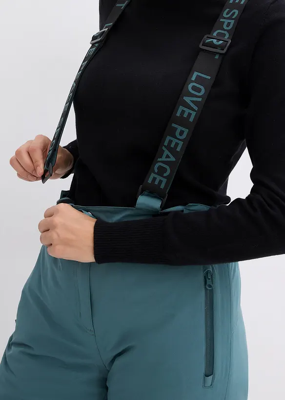 Pantaloni termici funzionali da neve impermeabili con bretelle staccabili, straight, bonprix