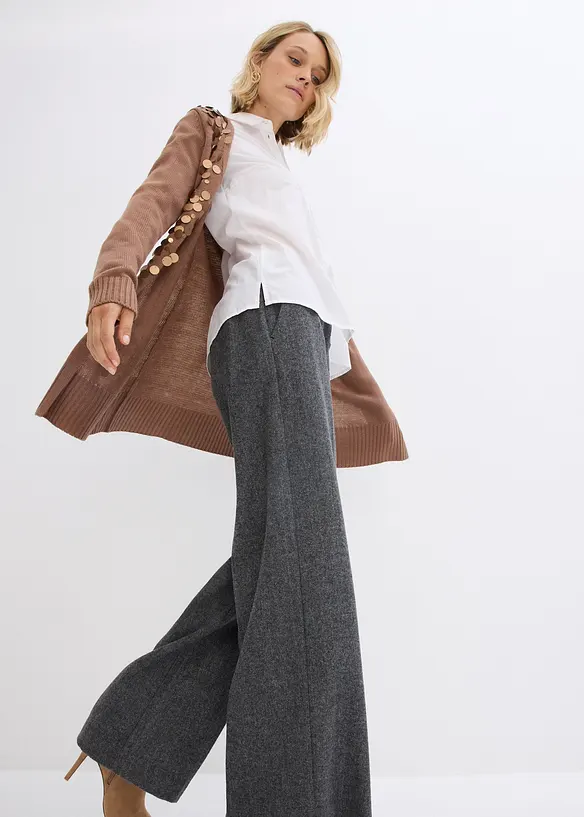 Pantaloni in misto lana con struttura a spina di pesce, bonprix