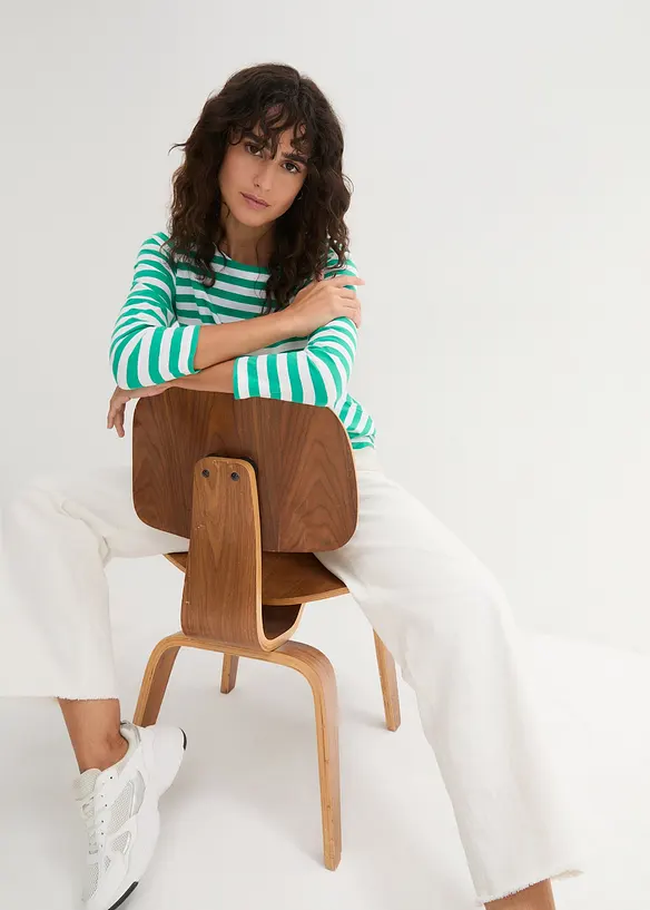 Maglia con maniche a 3/4 e scollo a barca, bonprix