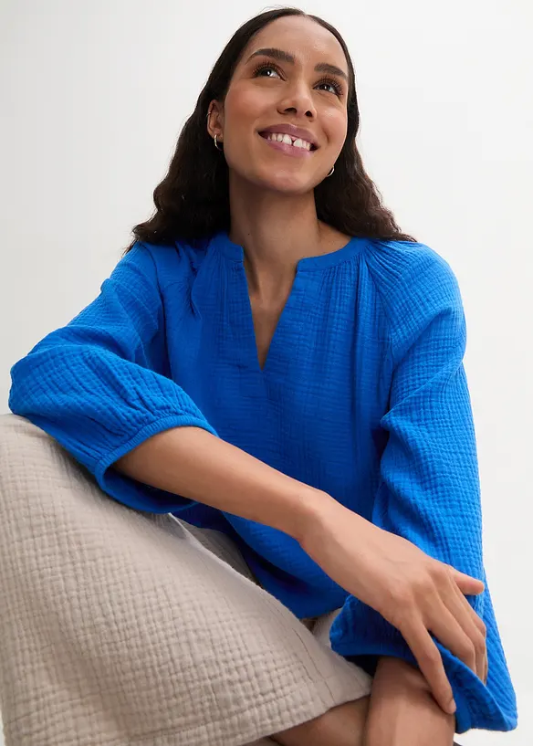 Blusa oversize in mussola di cotone, bonprix