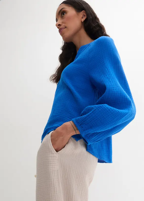Blusa oversize in mussola di cotone, bonprix