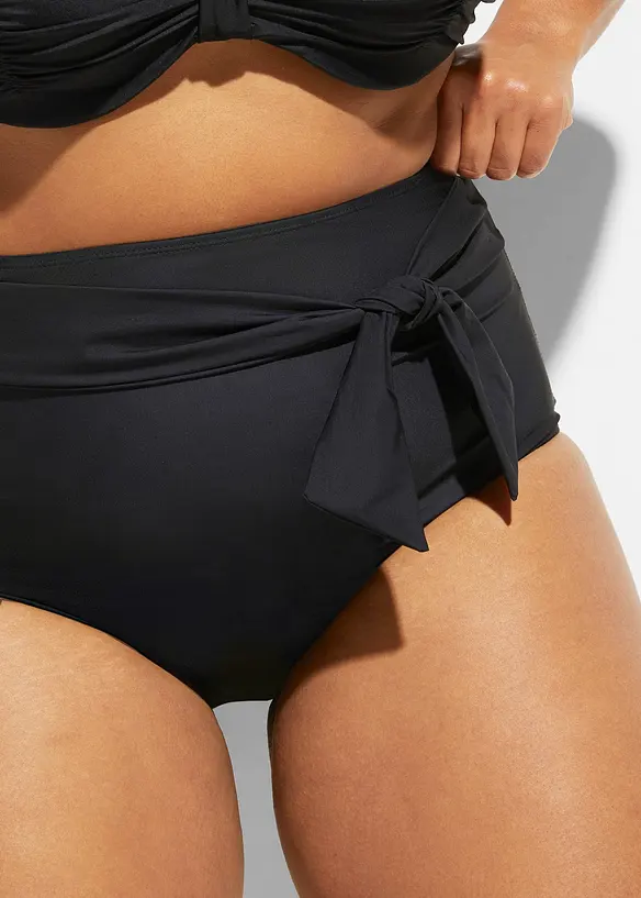 Slip a vita alta per bikini con cintura da annodare ed effetto modellante forte, bonprix