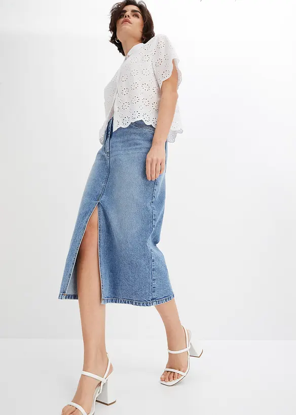 Gonna di jeans con spacco, bonprix