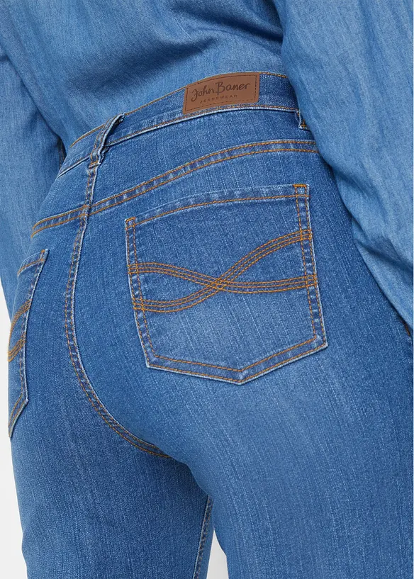 Jeans capri slim, a vita media, bonprix