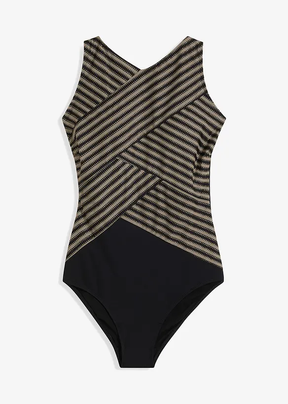 Costume intero con motivo incrociato ed effetto modellante medio, bonprix
