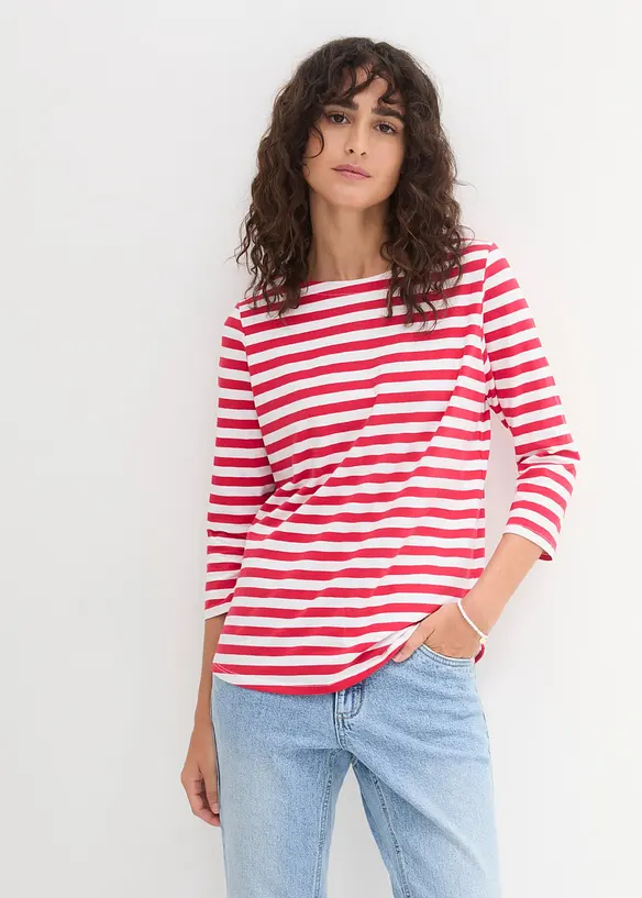 Maglia con maniche a 3/4 e scollo a barca, bonprix