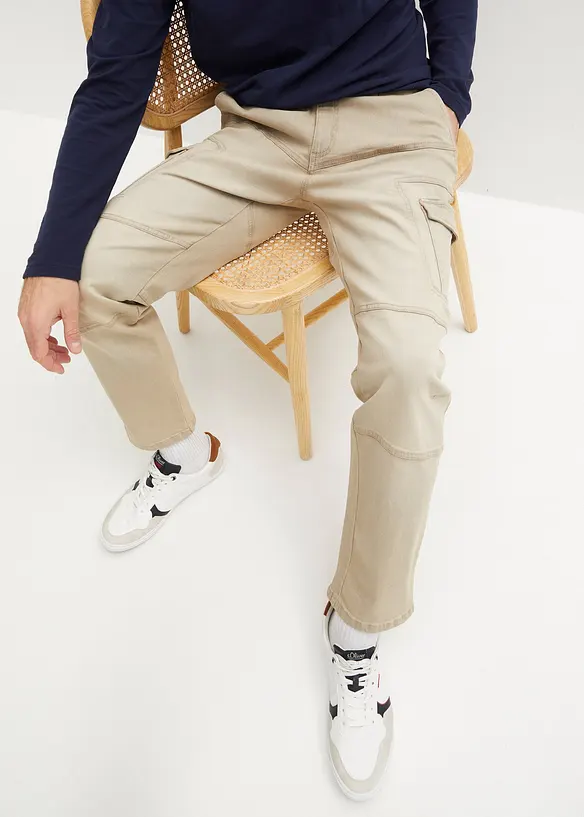 Jeans cargo elasticizzati regular fit, straight, bonprix