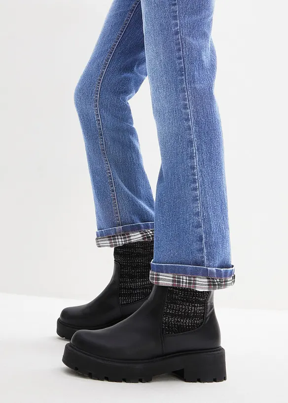 Jeans termici flared, vita alta, bonprix