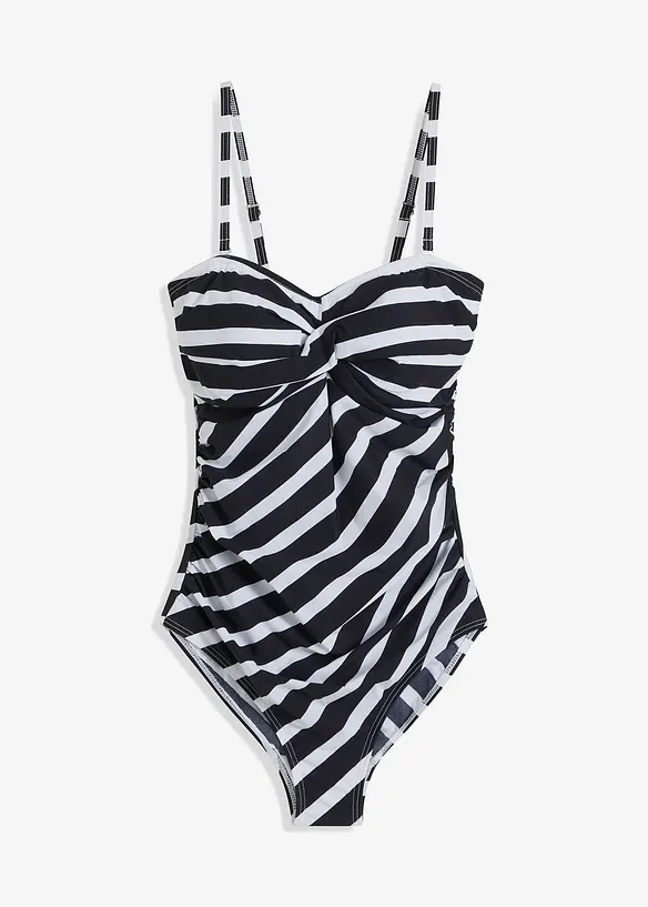 Costume intero modellante con effetto incrociato e compressione media, bonprix