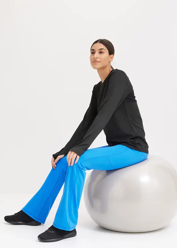 Leggings funzionali comfort con tasca per il cellulare, svasati, bonprix