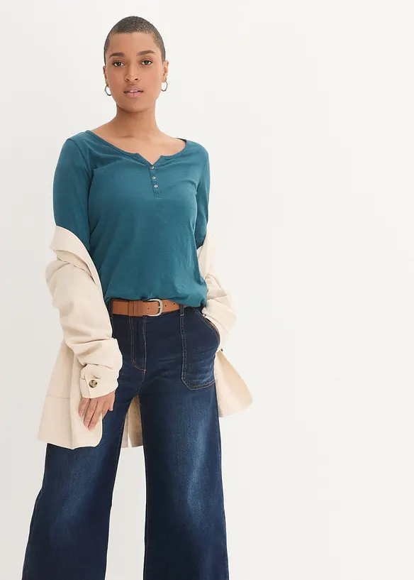 Maglia con bottoncini in puro cotone biologico, bonprix