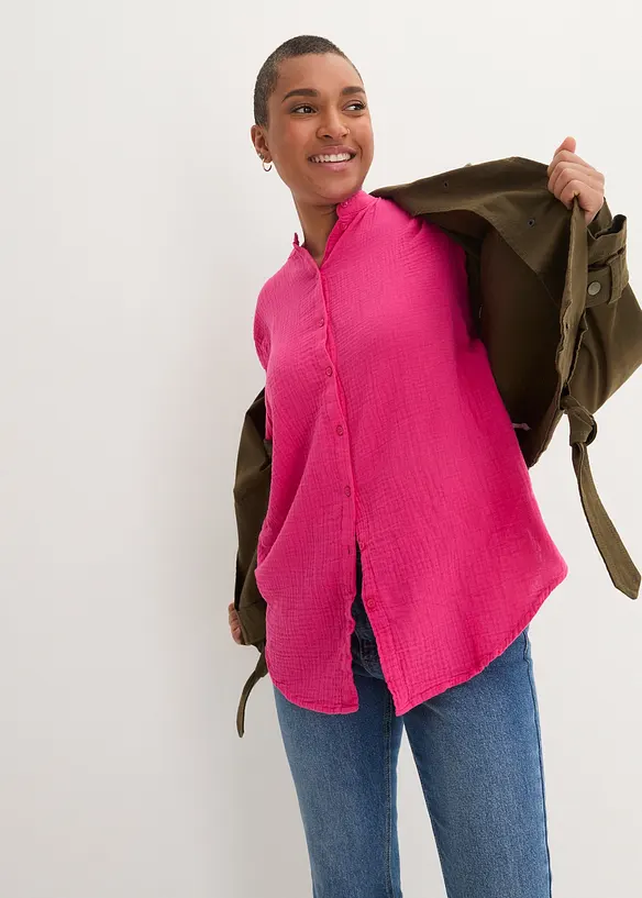 Camicia lunga in mussola di cotone, bonprix
