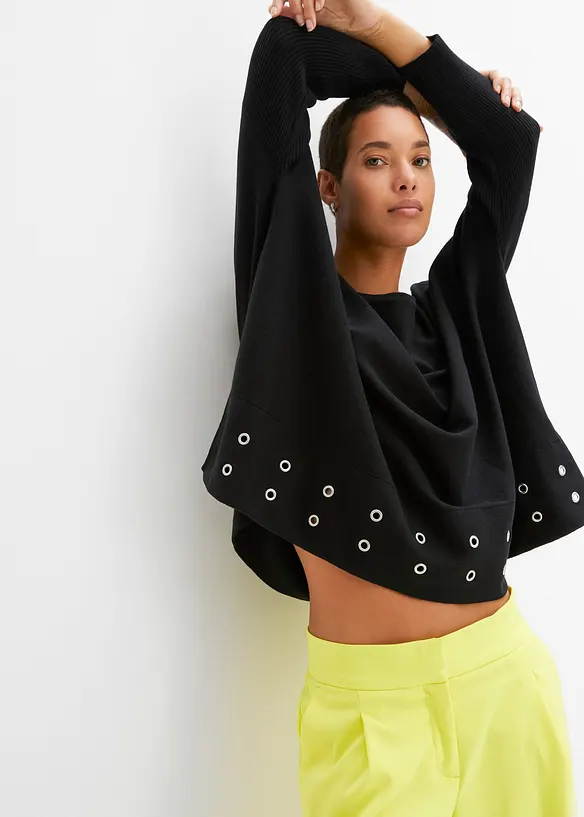 Maglione poncho con occhielli, bonprix