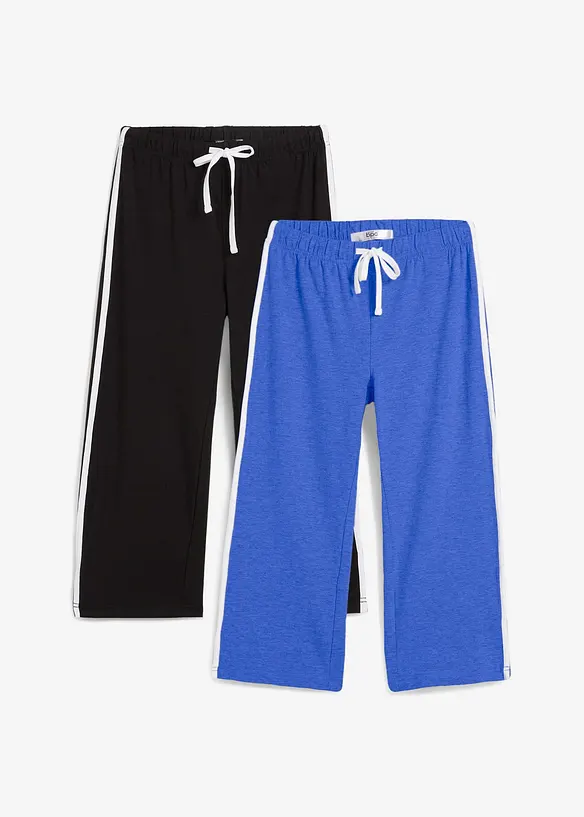 Pantaloni capri in cotone elasticizzato (pacco da 2), bonprix