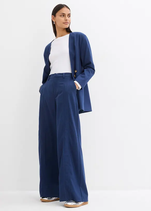 Pantaloni larghi in misto viscosa, a vita alta, bonprix