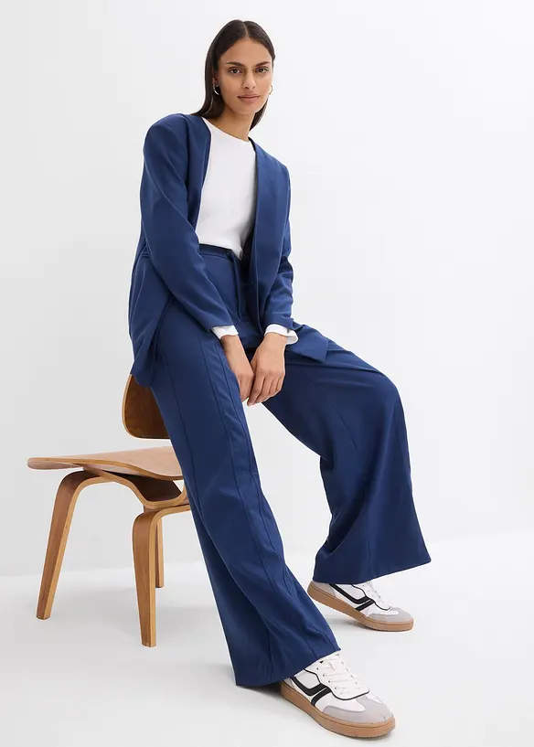 Pantaloni larghi in misto viscosa, a vita alta, bonprix