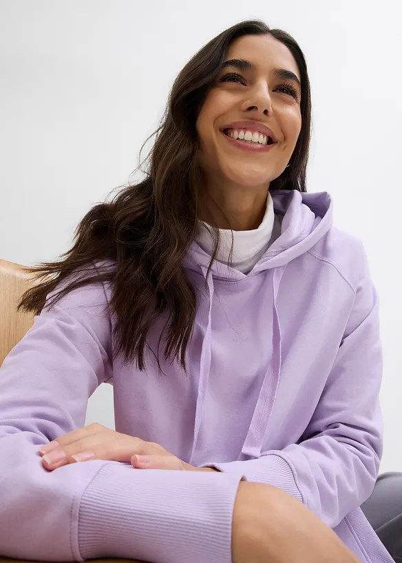 Felpa con cappuccio e spacchi laterali, bonprix