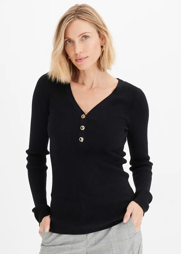 Maglione a coste con viscosa, bonprix