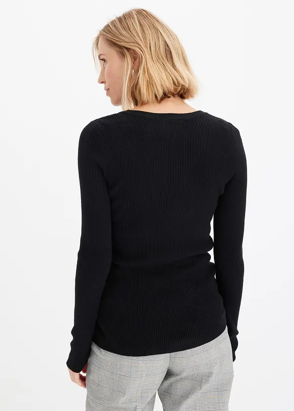 Maglione a coste con viscosa, bonprix