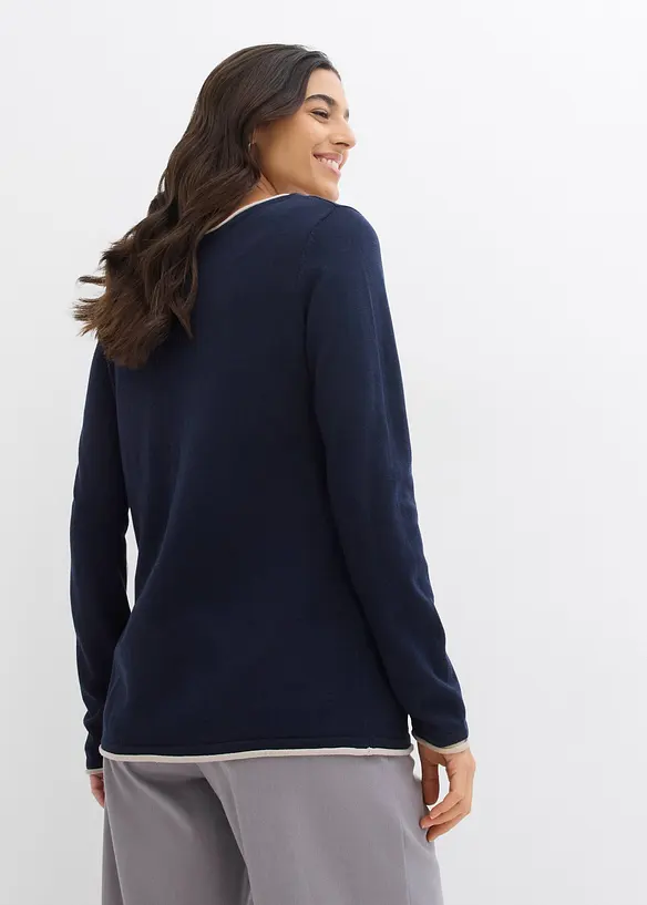 Maglione in filato fine misto cotone, bonprix