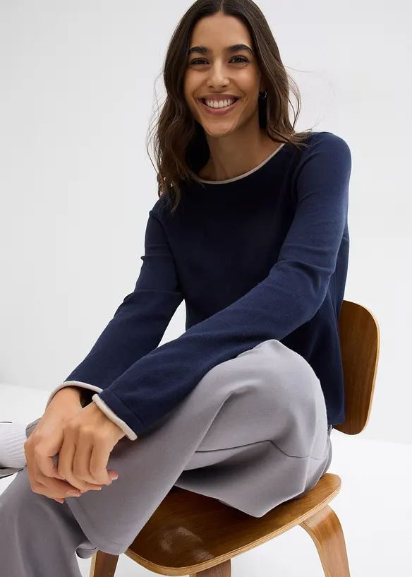 Maglione in filato fine misto cotone, bonprix