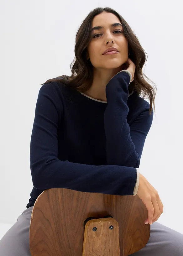 Maglione in filato fine misto cotone, bonprix