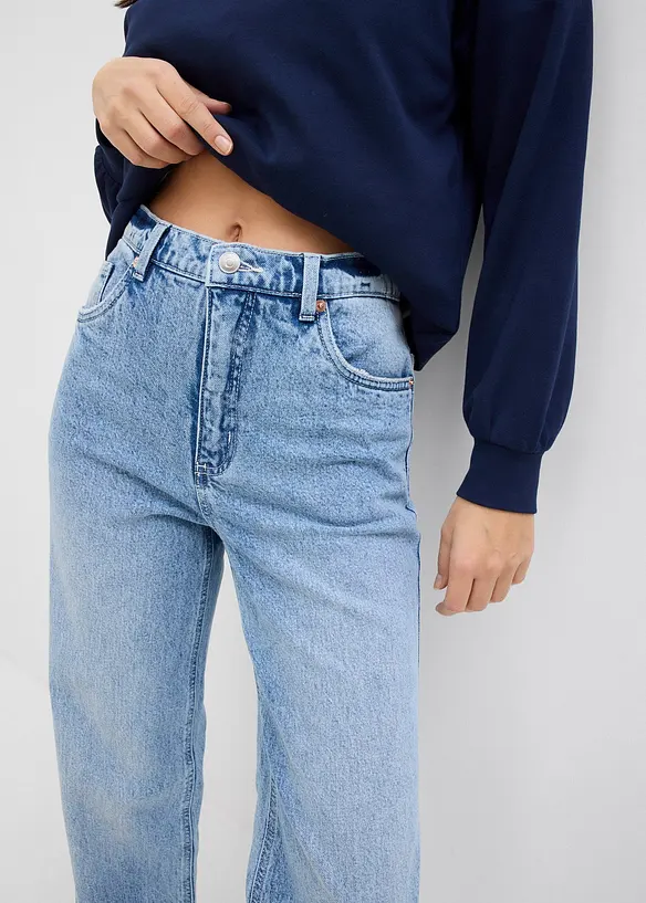 Jeans wide leg lunghi, vita alta, bonprix