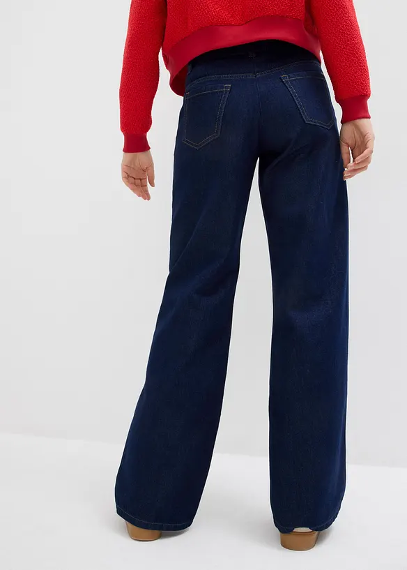 Jeans wide leg, vita media, bonprix