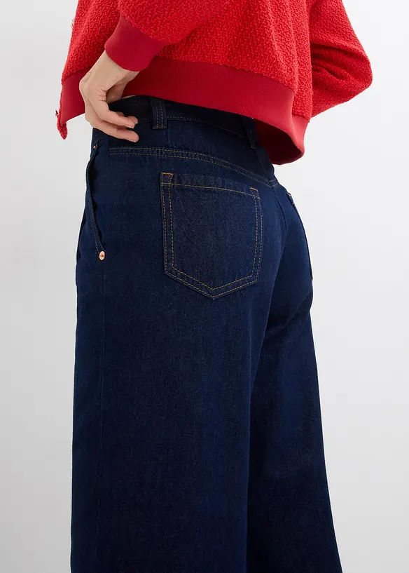 Jeans wide leg, vita media, bonprix
