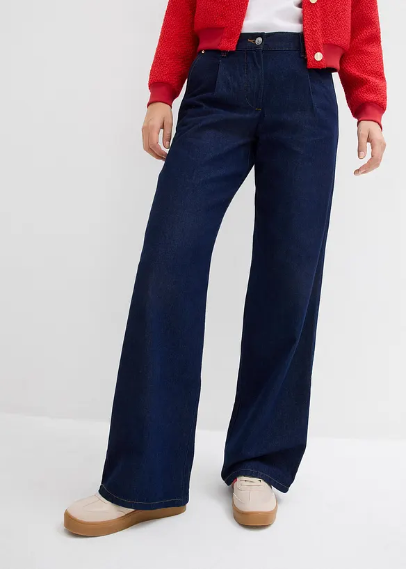 Jeans wide leg, vita media, bonprix