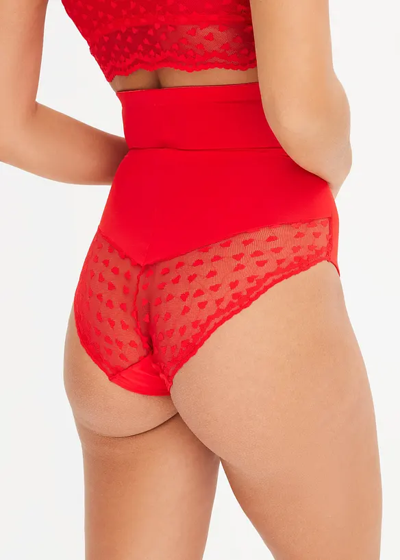 Culotte contenitiva a vita alta con pizzo ed effetto modellante forte, bonprix