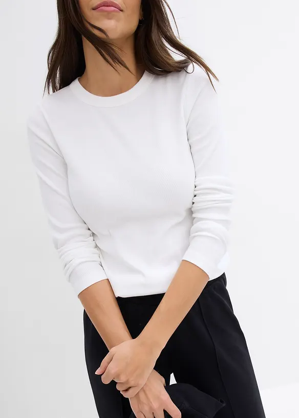 Maglia a costine con cotone biologico (pacco da 2), bonprix