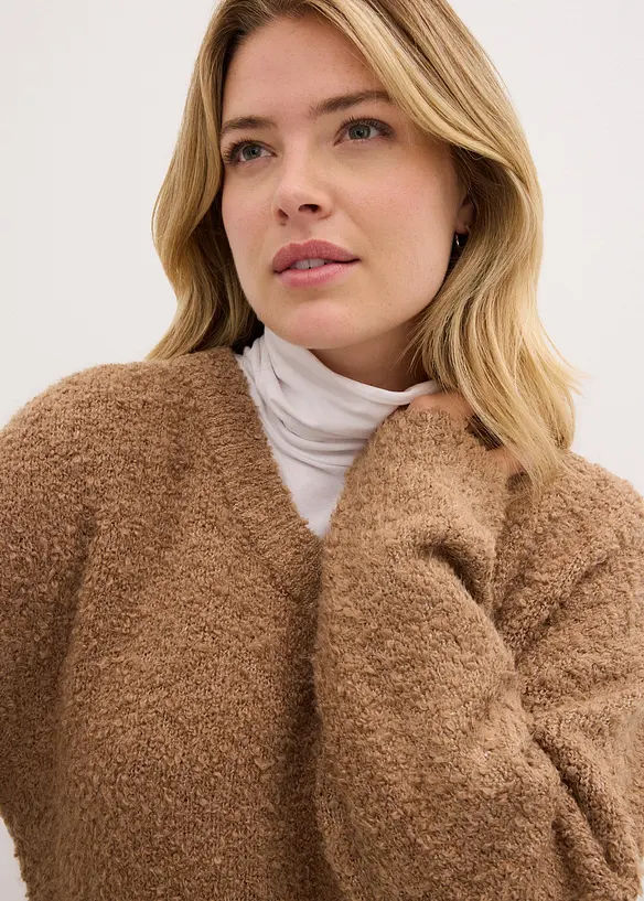 Maglione in filato grosso con scollatura a V, bonprix