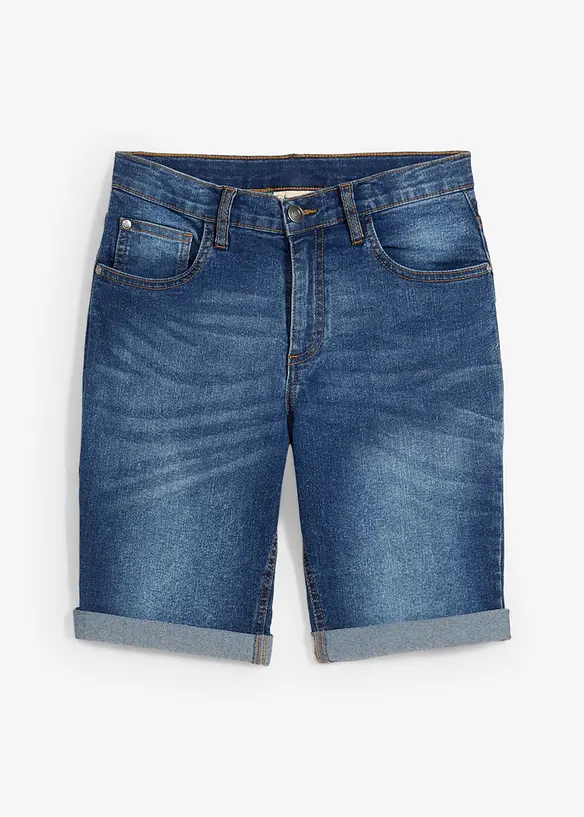 Bermuda di jeans elasticizzati e regolabili in vita, slim fit, bonprix