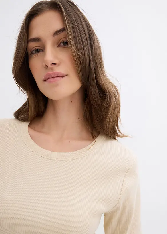 Maglia a costine con cotone biologico (pacco da 2), bonprix