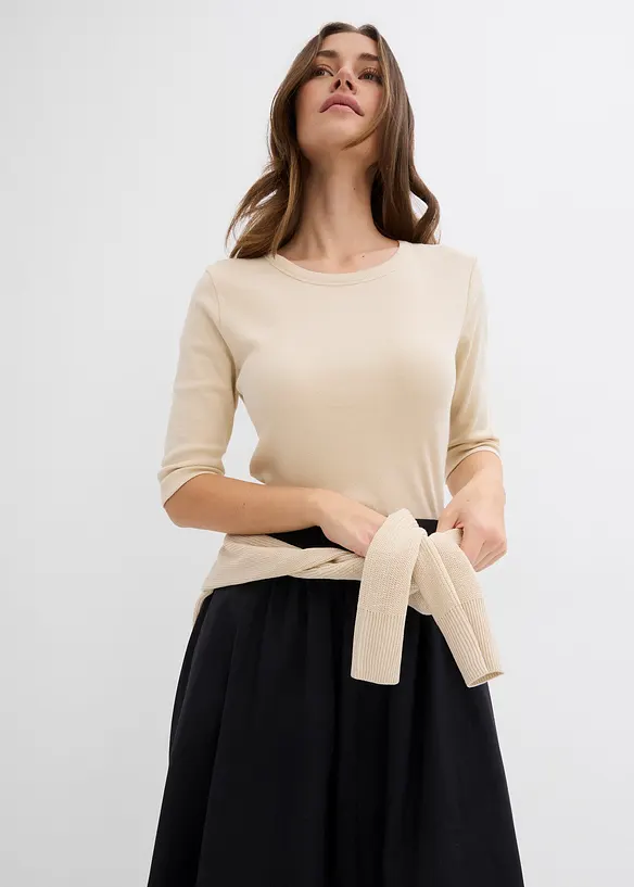 Maglia a costine con cotone biologico (pacco da 2), bonprix